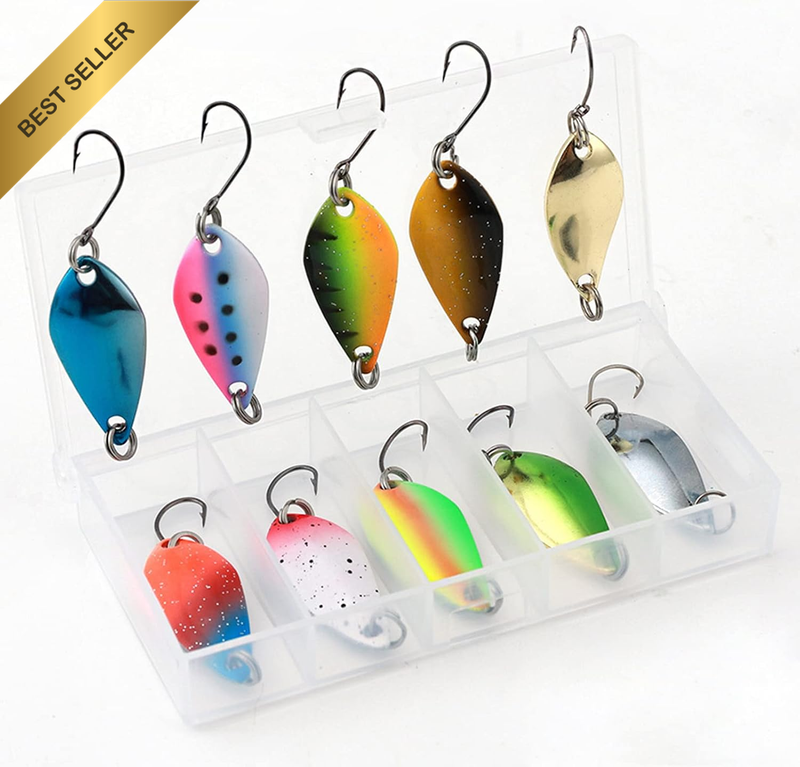 Fishing Spoon Lure Set Metal Baits for Trout, Char and Perch Fishing with Tackle