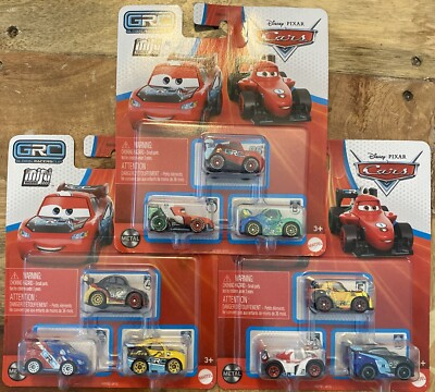 Disney Pixar Cars Mini Racers GRC 3 Pk  Lot Of 3 (9 Total Minis) VHTF    