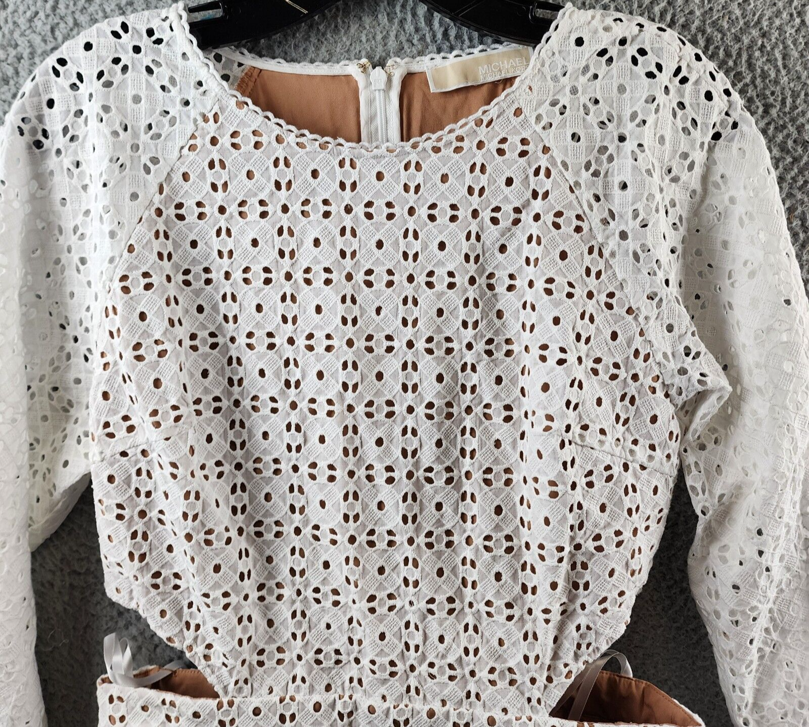 MICHAEL Michael Kors Eyelet Cut-Out Minidress Women's 10 White Back Zip Closure - Picture 3 of 15