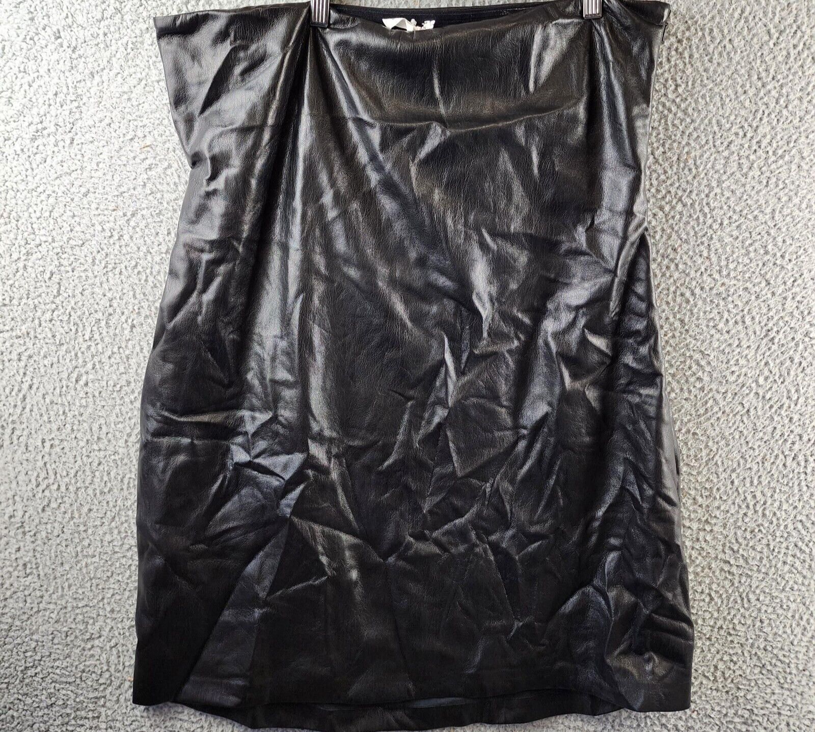 Good American Faux Leather Tube Mini Dress Women's 6 Black Side Zip Closure - Picture 2 of 13