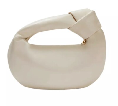 Melie Bianco Alexandra Top Handle Bag Cream NWT Vegan Leather Knot Hobo Sac Cute