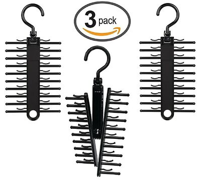 ClosetMate Tie Hanger Tie Rack Pack of 3 - Necktie Cross Hanger, Quality Non-...
