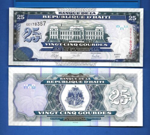 Haiti P-266e 25 Gourdes Year 2014 Uncirculated Banknote