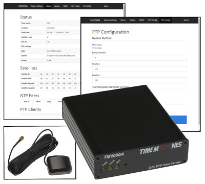 TimeMachines TM2000A GPS OCXO Disciplined PTP NTP Network Time Server w/ Antenna