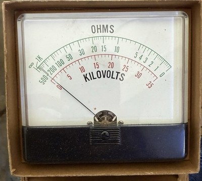 Vintage Analog Ohmmeter Kilovoltmeter Gauge SL 1669 NOS 614-41730