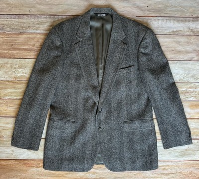 Men's Vintage John Alexander Gray Herringbone 100% Wool Blazer Sz 42R