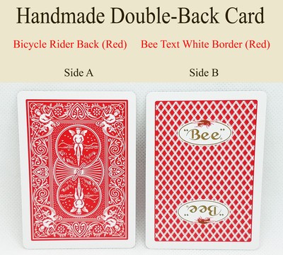 Handmade Double-Back Playing Card Red Bicycle Rider / Red Bee White Border