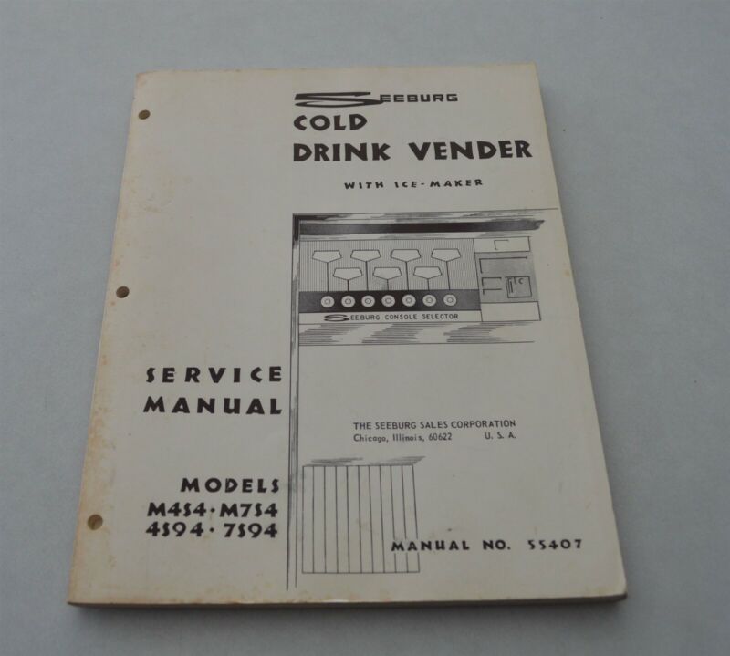 Vintage Seeburg Cold Drink Vendor with Ice maker Manual M4S4 M7S4 4S94 7S94