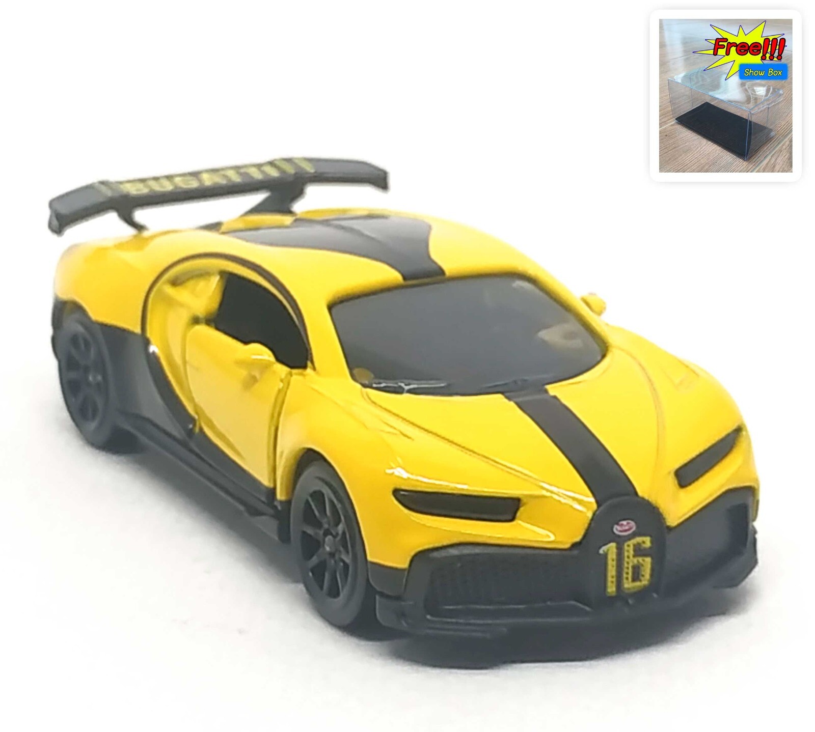 Majorette Bugatti Chiron Pur Sport Yellow / Black Stripe 1