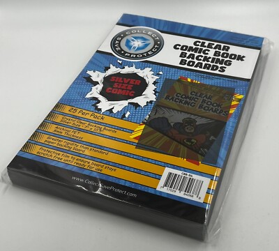 NEW CSP 25CT PACK CLEAR COMIC BOOK BACK BOARDS Silver Age Size Clear PET Plastic