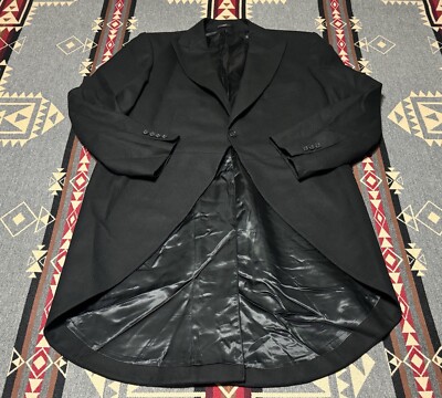 Hackett London Morning Tailcoat Coat Black Size 46R Mens 100% Wool T93