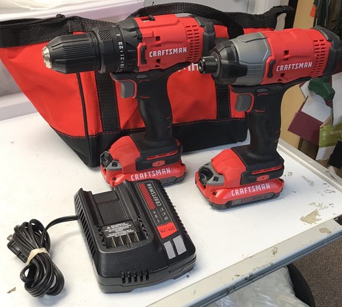 Craftsman V20 CMCK200C2 KIT/Impact Driver & Drill/2 Batteries/Charger/Perfect
