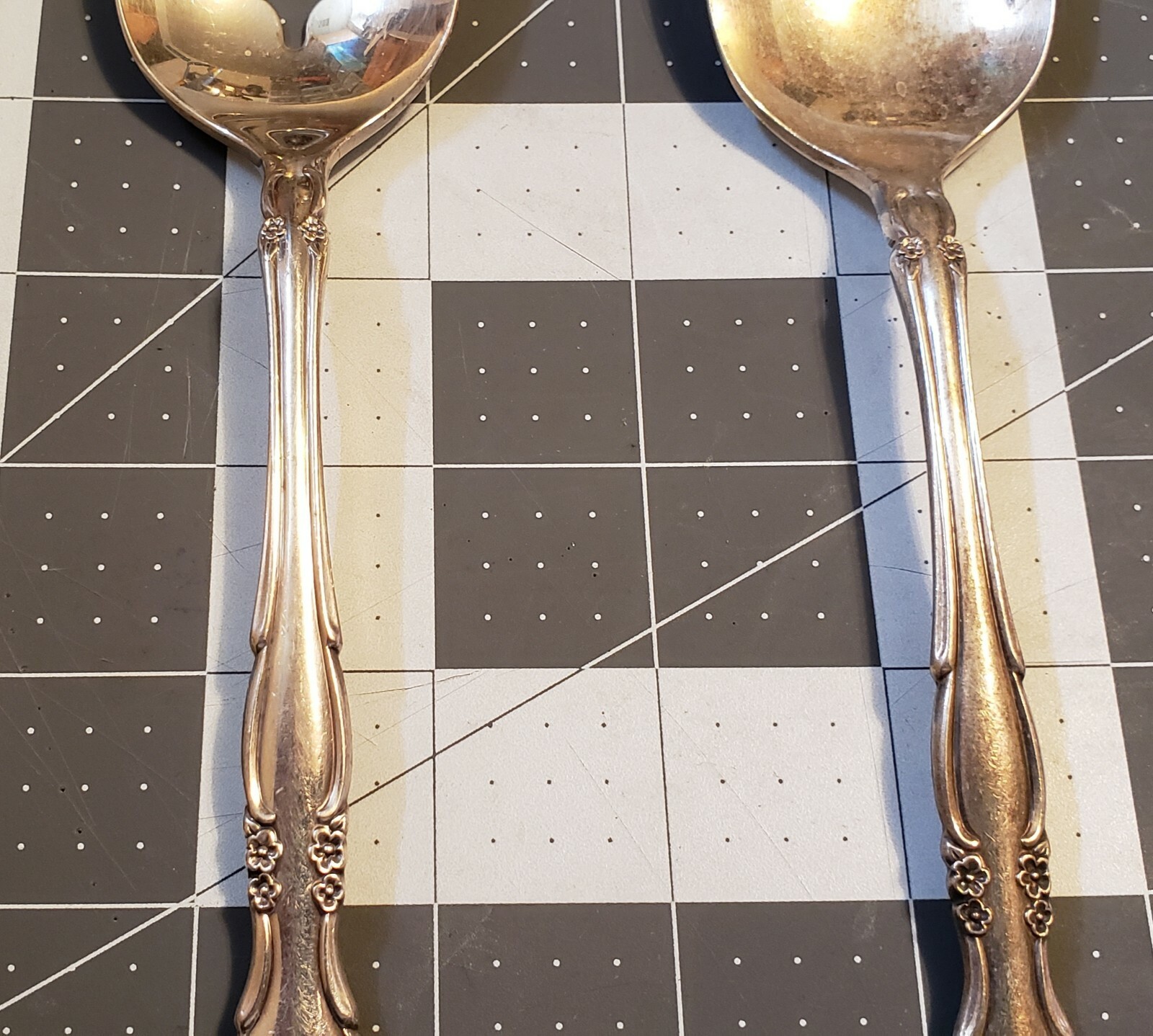 Set of 2 Community Serving Spoons Slotted Flatware Silverware Kitchen Utensil
