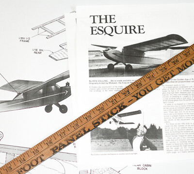 ESQUIRE MIDWEST PLAN & Magazine Article to Build a 51  RC Model Airplane