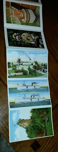 Vintage 1940s Accordion Postcard Booklet Mackinac Island St Ignace, Michigan MI