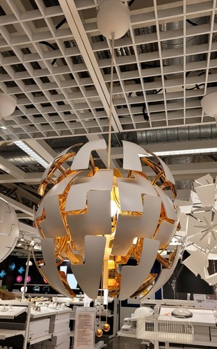 tda001 Y IKEA 35㎝ ライト LED 丸型 PS2014 IKEA PS 2014 ペンダントランプ, ホワイト, コッパーカラー, 35