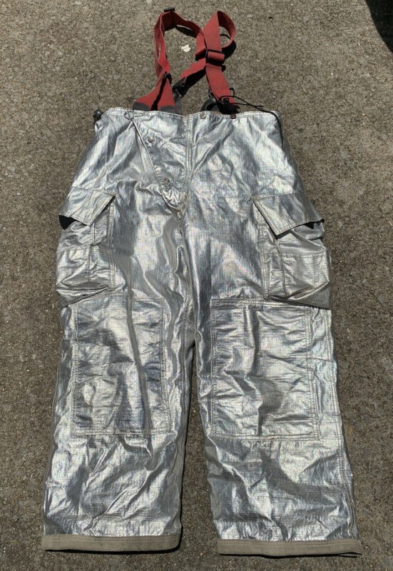 Globe Firefighter Aluminized Proximity Pants Suspenders Sz 42 x 28 Rare