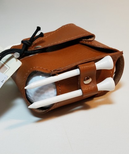Italian Leather Golf Ball Bag Holder & Tees Moscardini Firenze