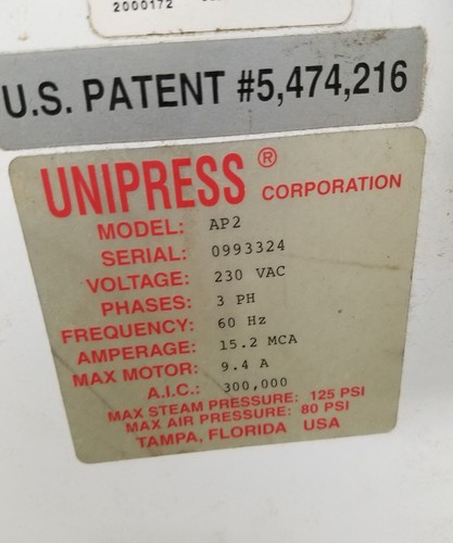 Unipress Lightning AP2 Double Buck Shirt Unit 2009 Model