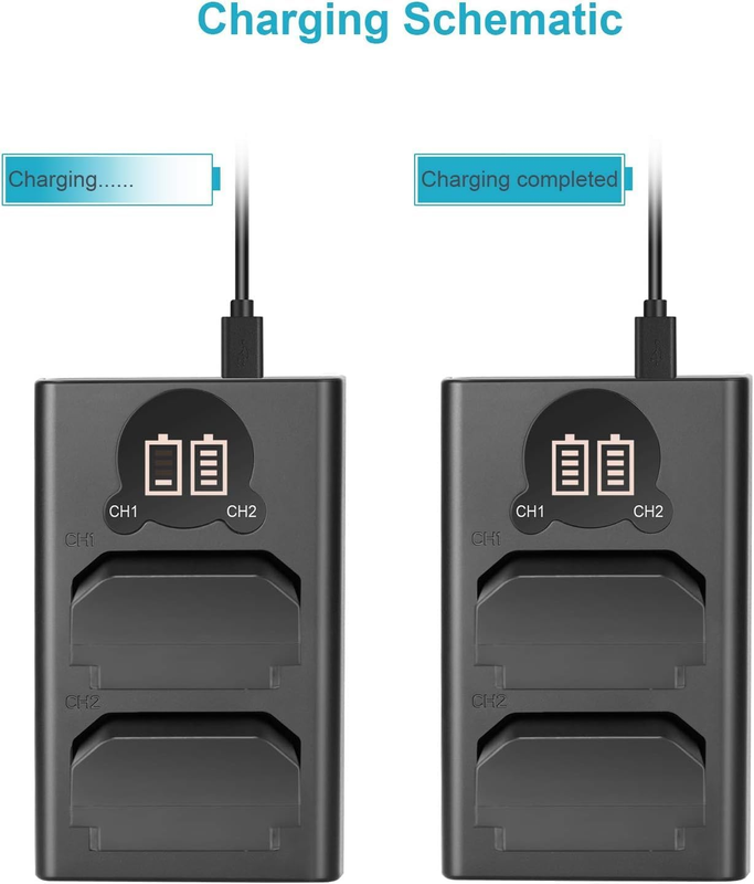 NP-FZ100 2280mAh Replacement Battery and Charger with LCD Screen, 2 Packs, Compa