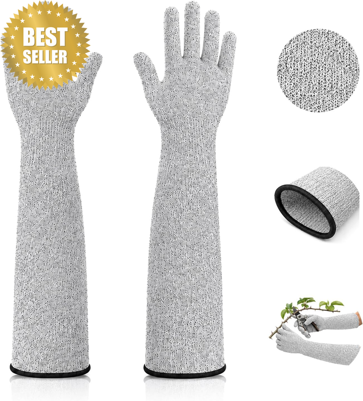 Cut Resistant Gardening Gloves with Long Sleeves for Men Women, Yard Work
