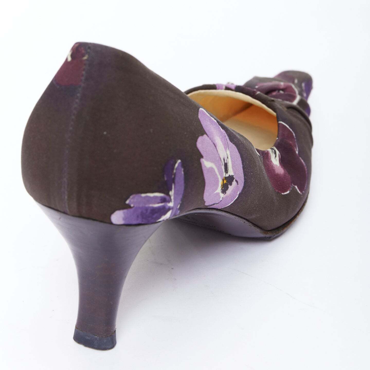 PRADA 2000 Vintage brown purple floral print fabric kitten PRADA 2000 Vintage brown purple floral print fabric kitten