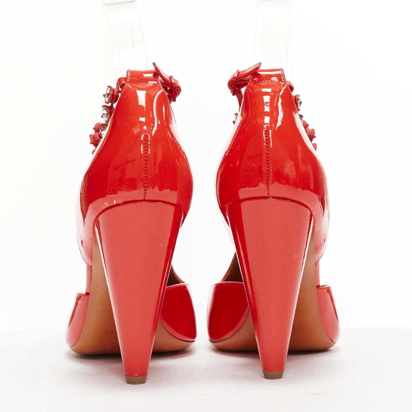 OLD CELINE Phoebe Philo Tango red patent crystal t-strap
