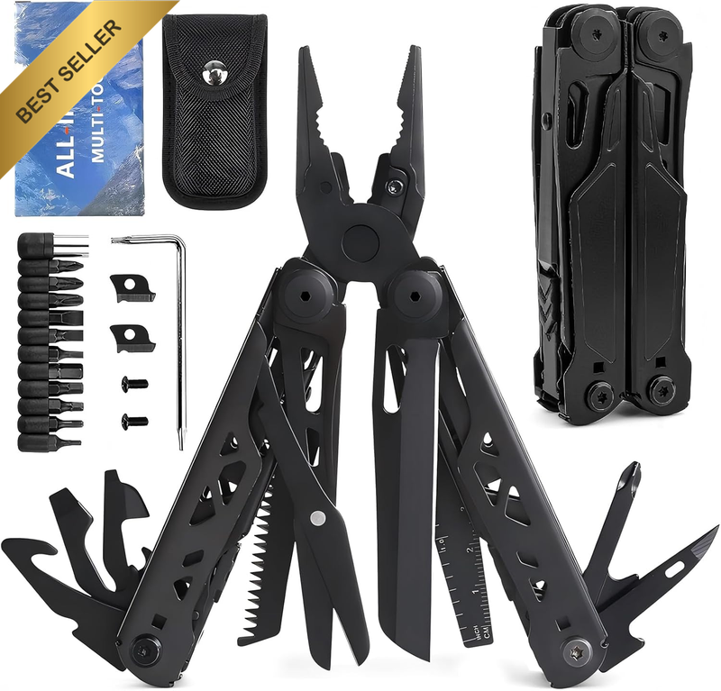 Multitool, 17-In-1 Stainless Steel Multi Tool Pliers with Self-Locking, Pocket K