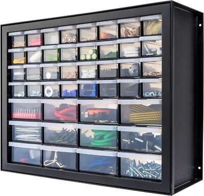 Iris 44 Drawer Plastic Storage Cabinet and Small Parts Organizer Clear and Black