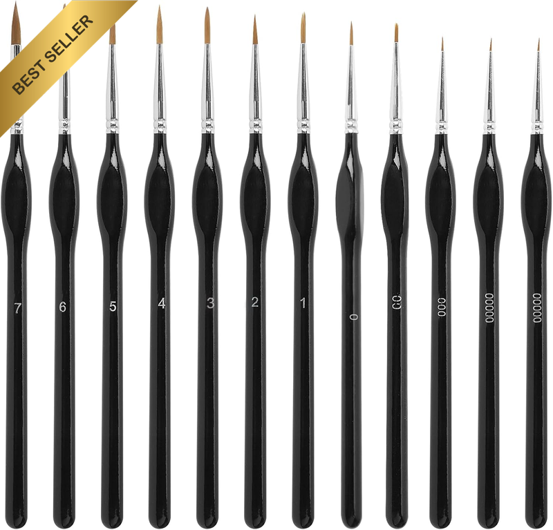11 Pcs Detail Paint Brush Set - Professional Fine Tip Miniature Brushes for Acry