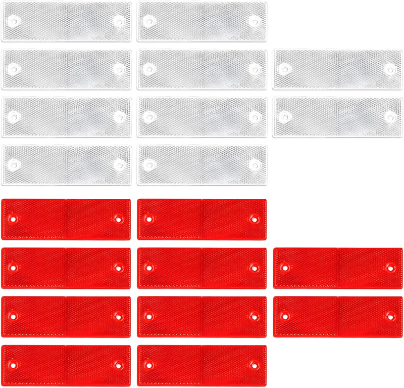 20Pcs Self-Adhesive Rectangular Reflectors with Holes- High Visibility Night Saf