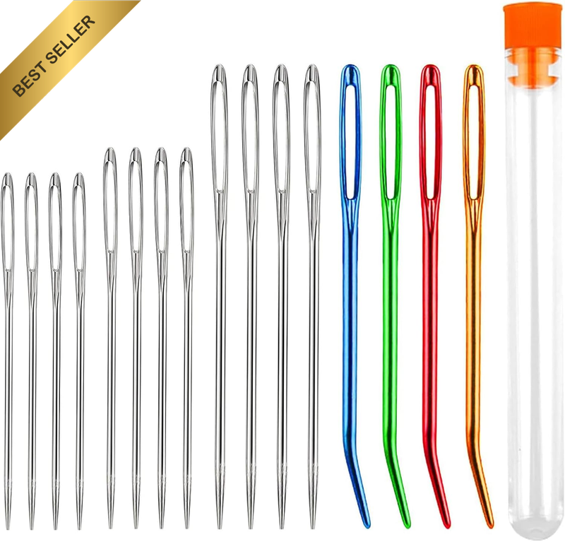 16 Pieces Sewing Needles, Sewing Needles with Large Eye, Embroidery Needles Chil