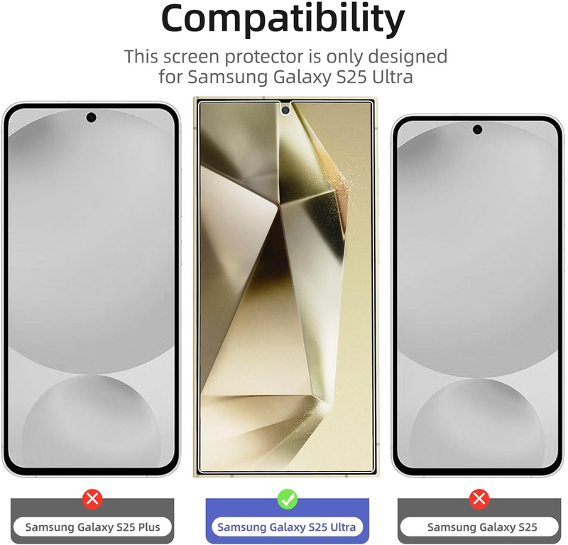 3 Pack Designed for Samsung Galaxy S25 Ultra Screen Protector Tempered Glass, Bu
