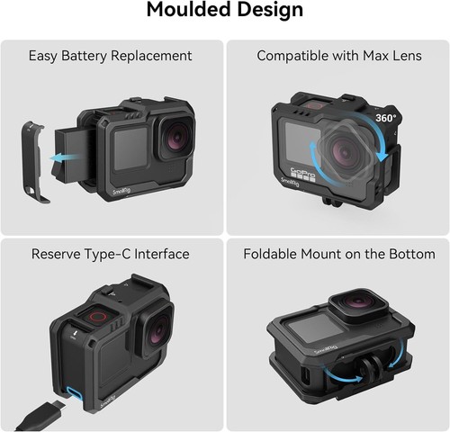 SmallRig Camera Cage with Cold Shoe Mounts for GoPro Hero12/ 11 / 10 / 9 -3083C