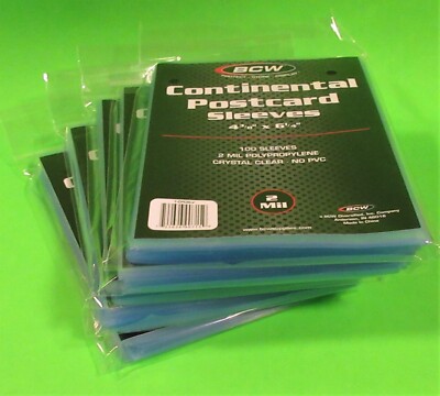 500 CONTINENTAL EUROPEAN POSTCARD SLEEVES, 2 MIL CRYSTAL CLEAR , 4-3/8 X 6-1/4