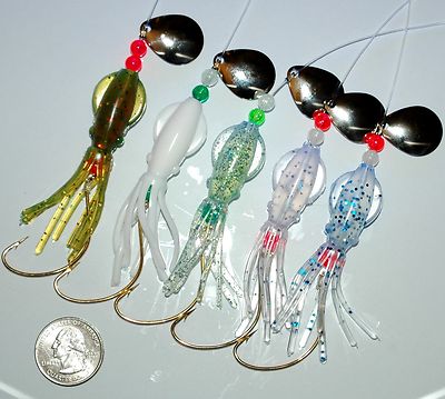 ULTRAVIOLET FLUKE FLOUNDER B2 SQUID FISHING RIGS LURES MUSTAD BASS (FREE LURES)