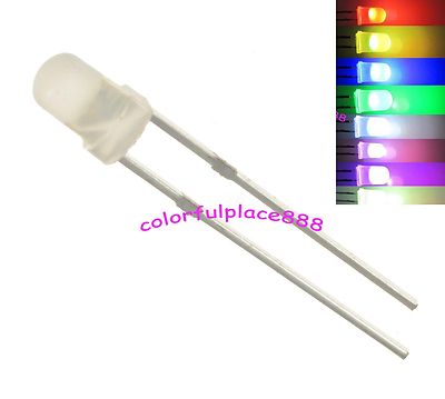 100pcs, 3mm Diffused RGB Rainbow Slow Flashing Flash Red Green Blue LED Leds New