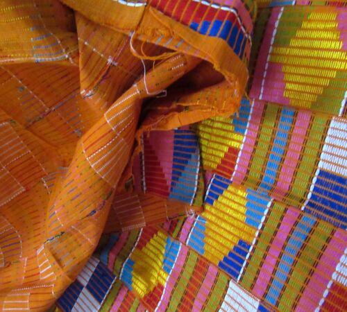 Vintage Ashanti Kente Hand Woven Cloth African Textile Fabric Ghana Ewe Tribal