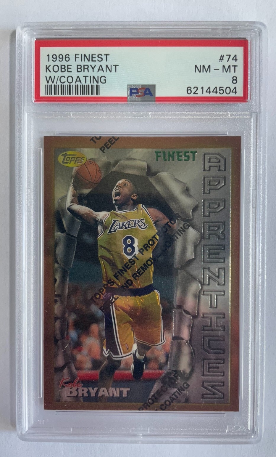 【PSA8】【KOBE BRYANT】1996 TOPPS FINEST #74 KOBE BRYANT 1996 TOPPS Finest RC 74 Rookie Signed PSA Mint 9