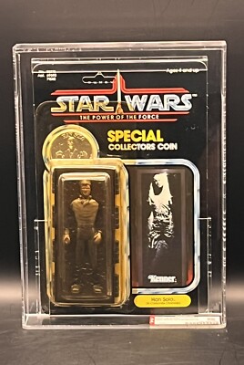 Vintage Star Wars 1985 CAS/AFA 80/85/85 Han Solo CARBONITE POTF 92 Back Card MOC