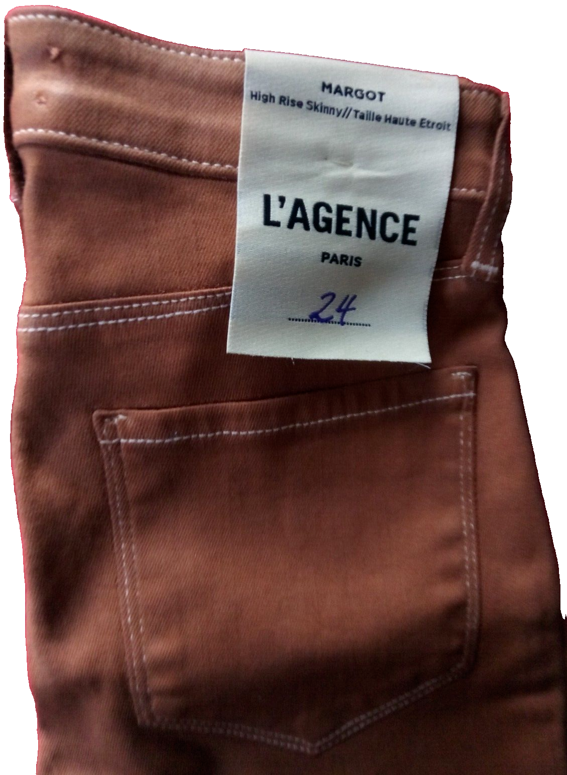 Pre-owned L'agence Women's Us Size 24 Margot Coated Skinny Jeans Java With Tags In Brown