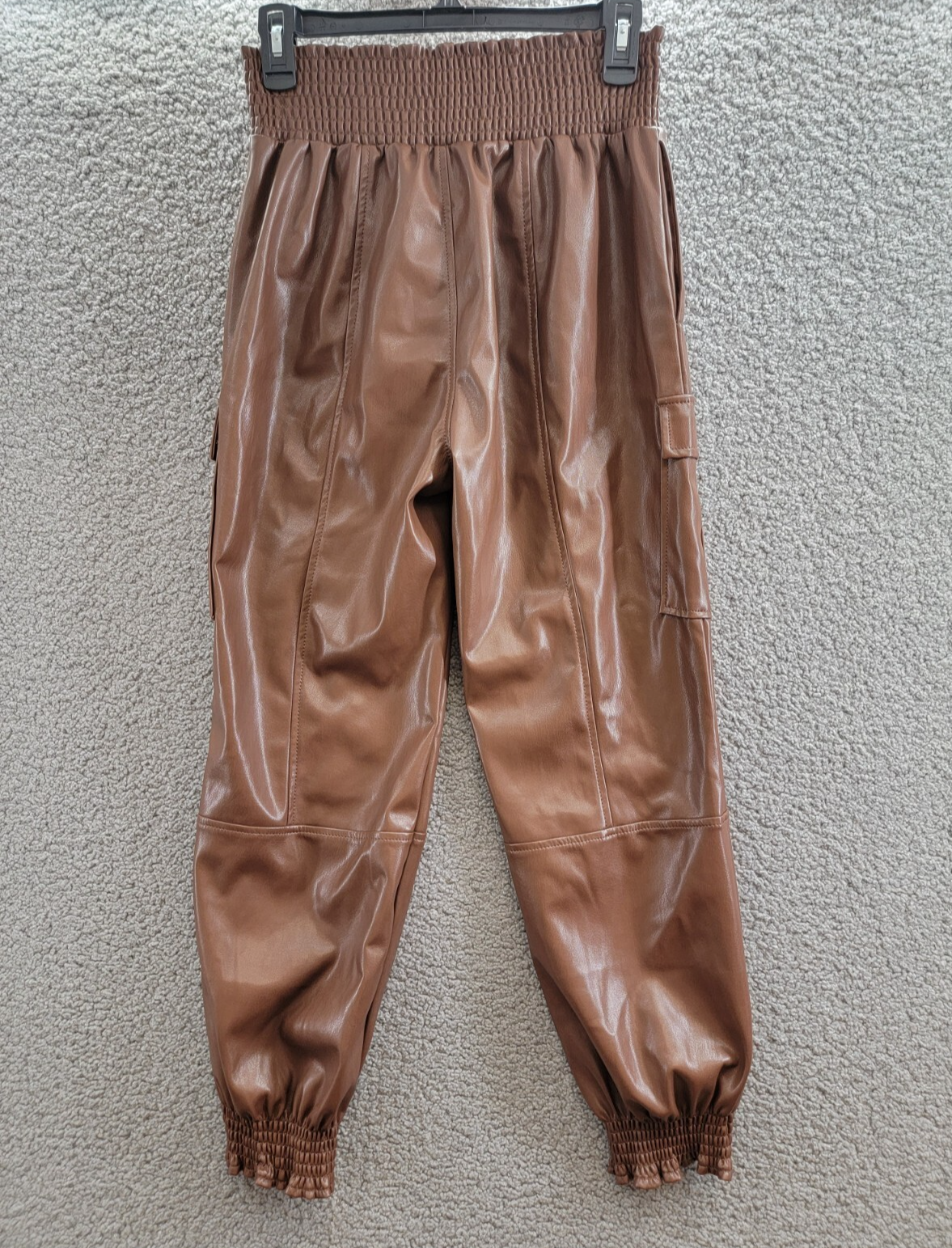 Cinq à Sept Jenning Vegan Leather Cargo Pants Women's S Espresso Pullon Style - Picture 13 of 17