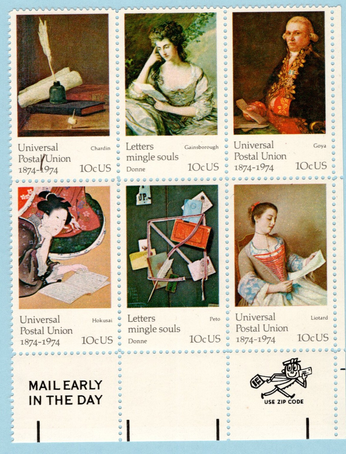 [希少]USPS グラフィックアート US Sc #1537a MNH 1974 UPU Anniversary, Paintings, Mr. ZIP