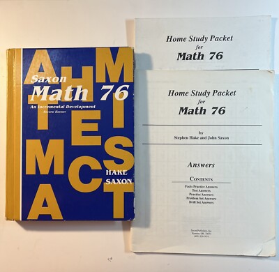 saxon 76 SET (2nd Edition) textbook, answer key, & tests (RARE SET!) cover Wear
