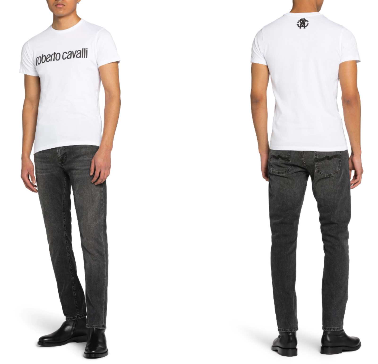 ROBERTO CAVALLI ROBERTO CAVALLI FIRENZE LOGO PRINT LUXURY CREW NECK T-SHIRT RETRO SHIRT TOP L