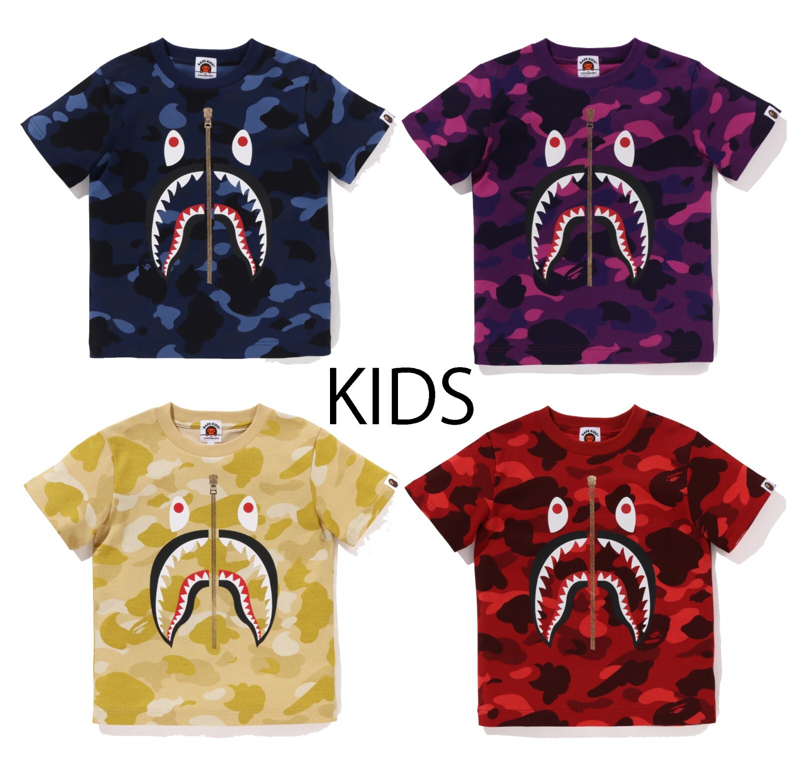 BAPEKIDS 迷彩柄シャークデザインTシャツu0026ハーフパンツセット110