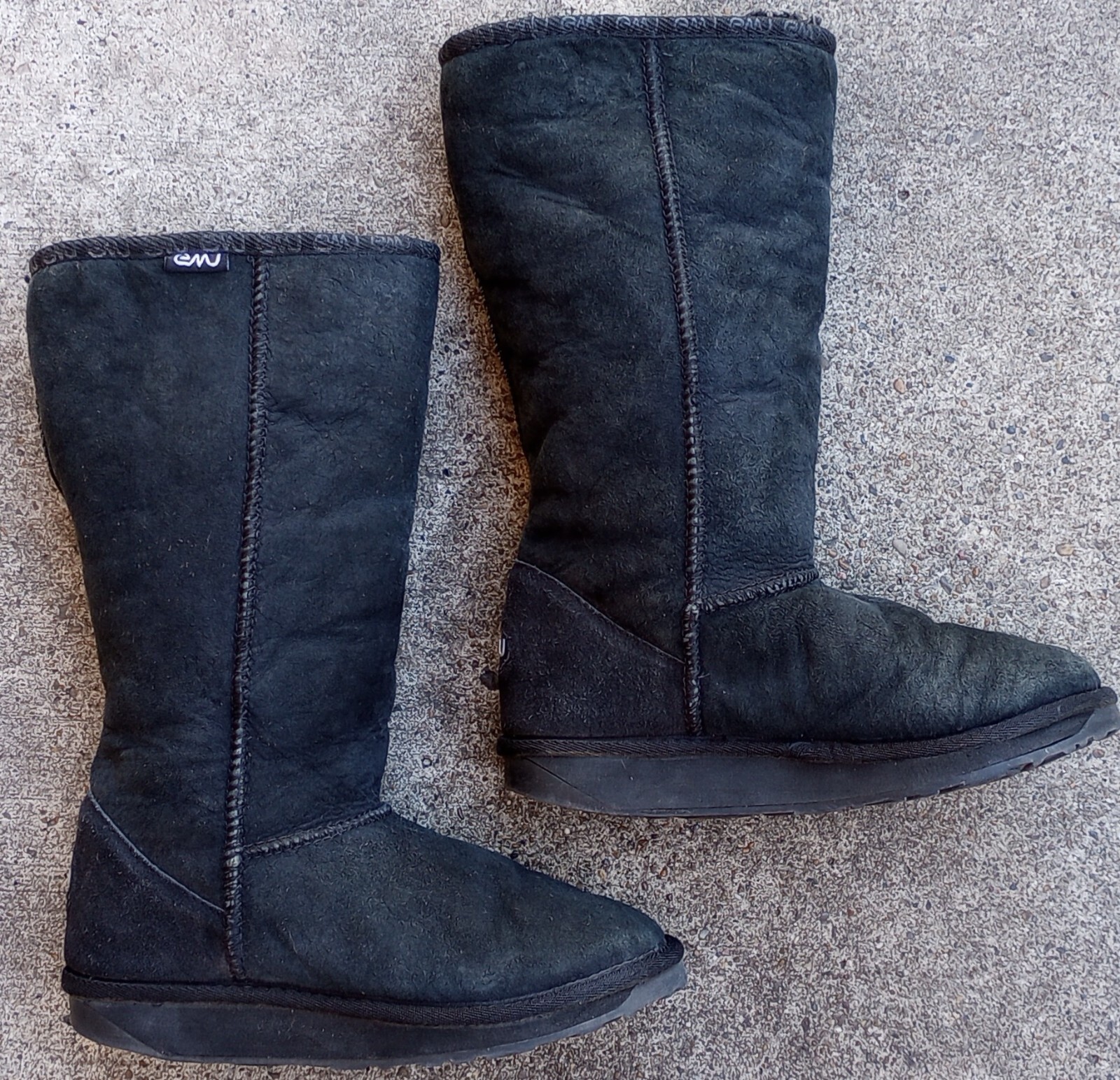 EMU Womens Tall Black Suede Sheepskin Wool Lined Boots Size 5 eBay