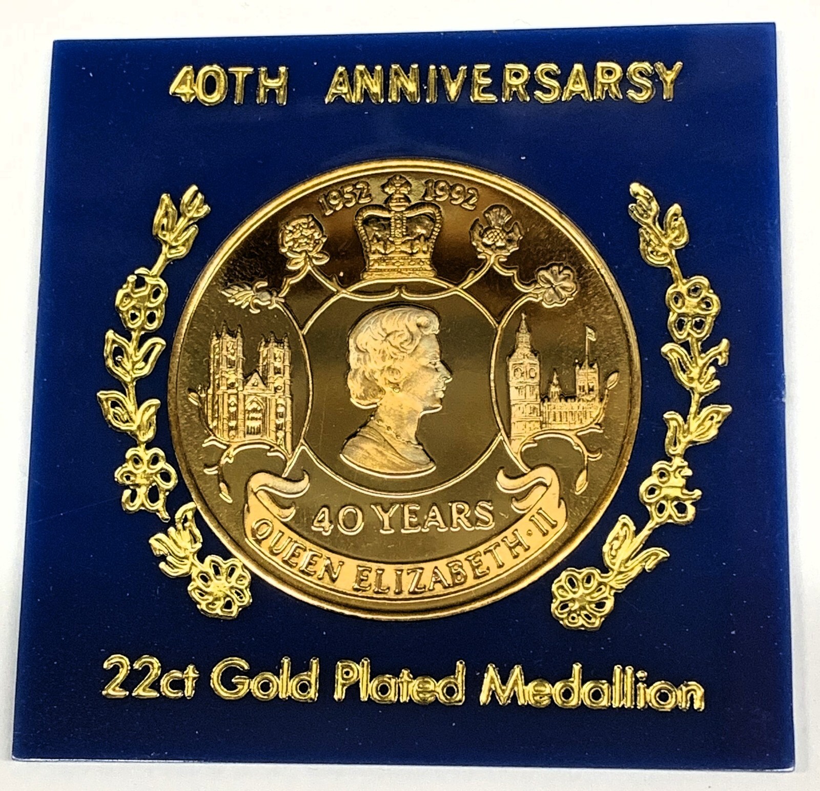 その他 The40thAnniversary of Queen Elizabeth II C3690 QUEEN ELIZABETH 40th ANNIVERSARY 22ct GOLD PLATED
