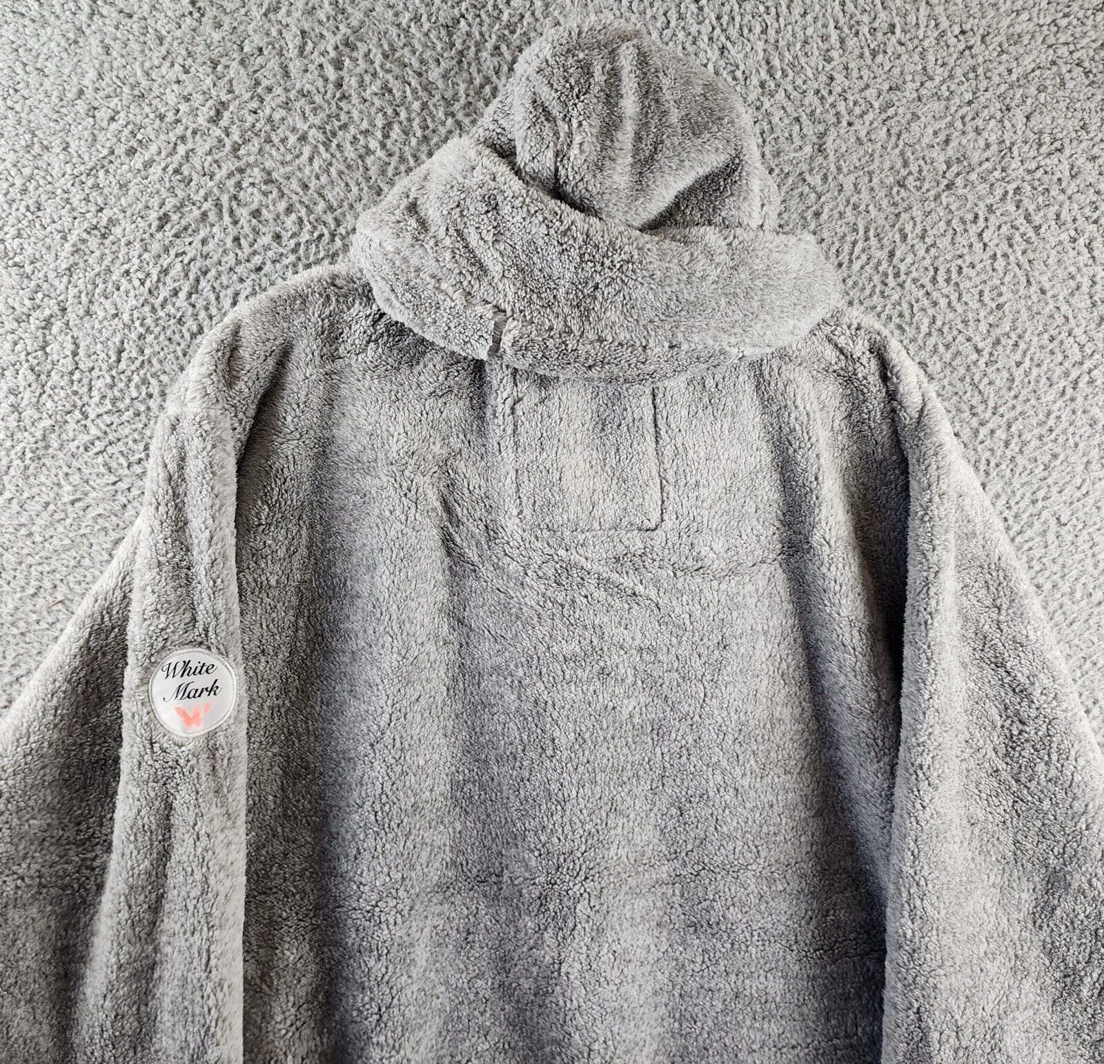 White Mark Plus Size Hooded Sherpa Jacket Women's 3XL Gray Zipper Closure L/S~ - Picture 15 of 15