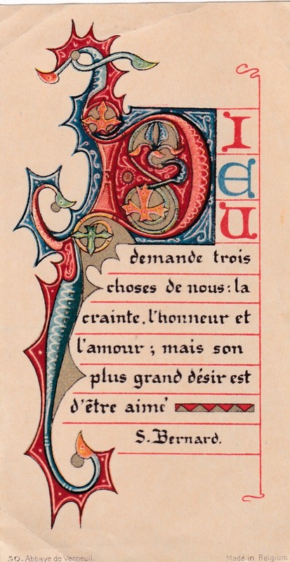 Ab202 Ancienne Image Pieuse Dieu Demande Trois Choses De Nous La Crainte L'Honne